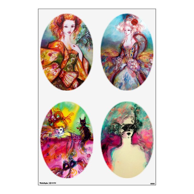 ROMANTIC WOMAN FINE ART COLLECTION ,ovals Wall Decal (Front)