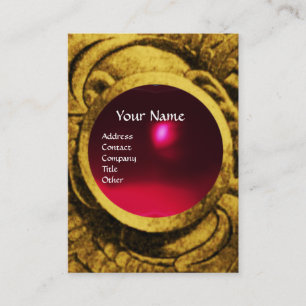 ROMANTIC WOMAN, FLOWERS AND FIGHTING GRYPHONS Ruby Business Card