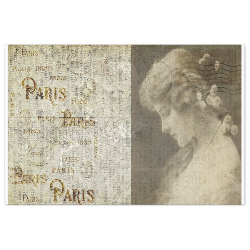 Romantic Woman in Paris Decoupage Paper