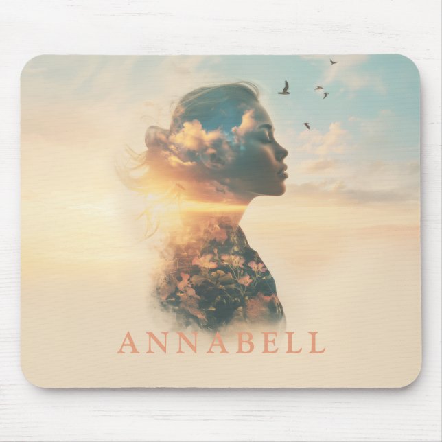 Romantic Woman Nature Silhouette Custom Mouse Pad (Front)