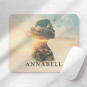 Romantic Woman Nature Silhouette Custom Mouse Pad