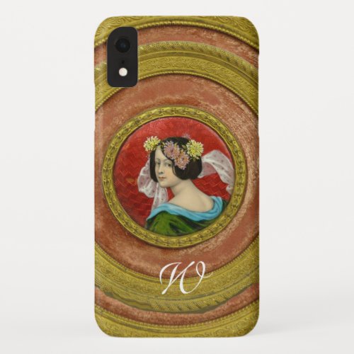 ROMANTIC WOMAN WITH FLOWERS VINTAGE ENAMEL iPhone XR CASE