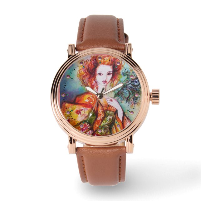 ROMANTIC WOMAN WITH PEACOCK FEATHER WATCH (Front)