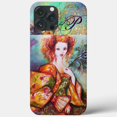 ROMANTIC WOMAN WITH SPARKLING PEACOCK FEATHER iPhone 13 PRO MAX CASE