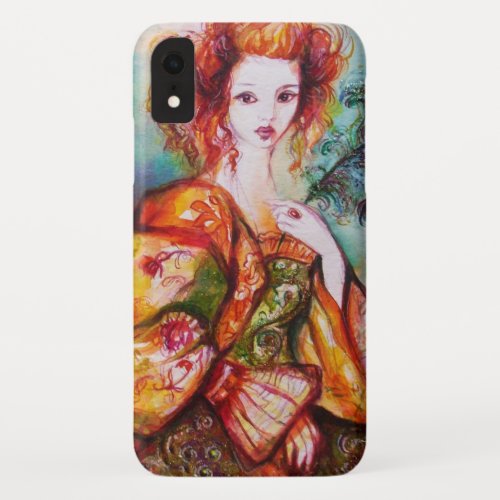 ROMANTIC WOMAN WITH SPARKLING PEACOCK FEATHER iPhone XR CASE