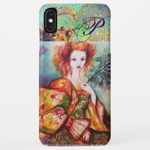 ROMANTIC WOMAN WITH SPARKLING PEACOCK FEATHER iPhone XS MAX CASE