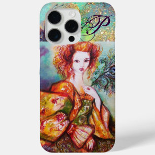 ROMANTIC WOMAN WITH SPARKLING PEACOCK FEATHER iPhone 15 PRO MAX CASE