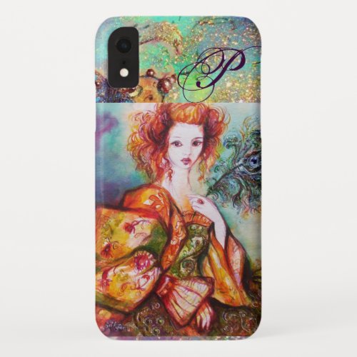 ROMANTIC WOMAN WITH SPARKLING PEACOCK FEATHER iPhone XR CASE