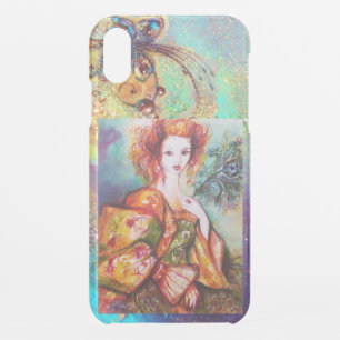ROMANTIC WOMAN WITH SPARKLING PEACOCK FEATHER iPhone XR CASE