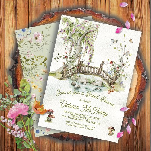 Romantic Woodland Bridge Wildflower Bridal Shower Invitation