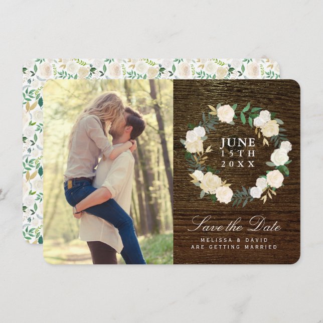 Romantic Woodland Photo Save the Date Invitation (Front/Back)