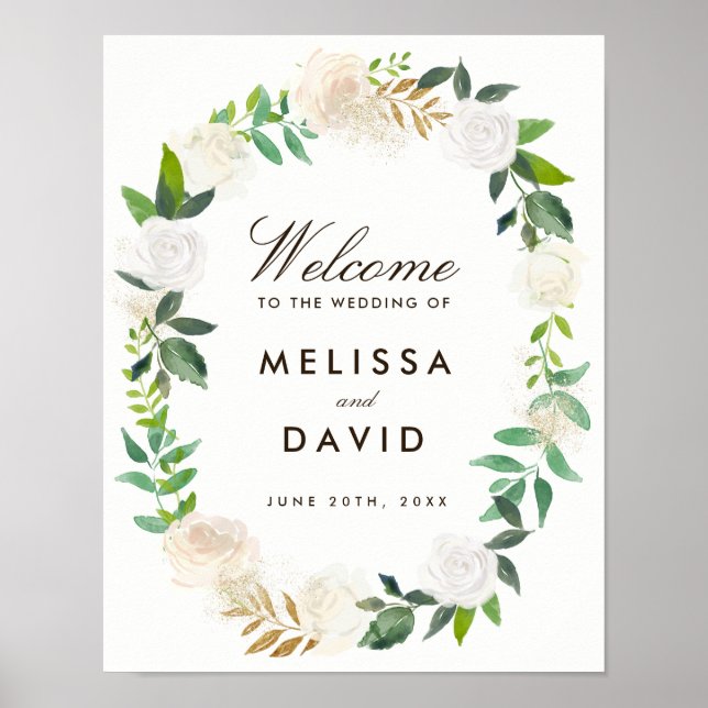 Romantic Woodland Wedding Welcome Sign (Front)