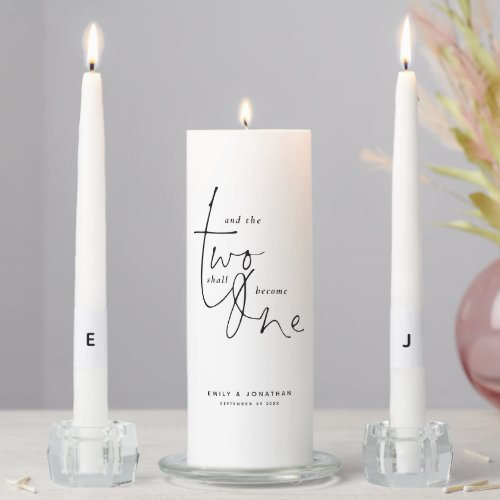 Romantic Words Names Date Initials Black White Unity Candle Set