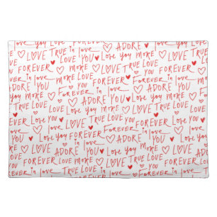 Romantic Words Valentines Day Cloth Placemat