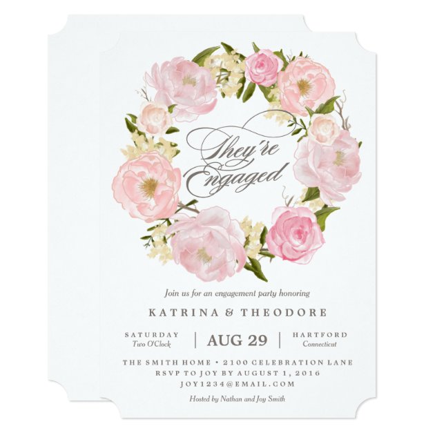 Romantic Wreath Engagement Party Invitation