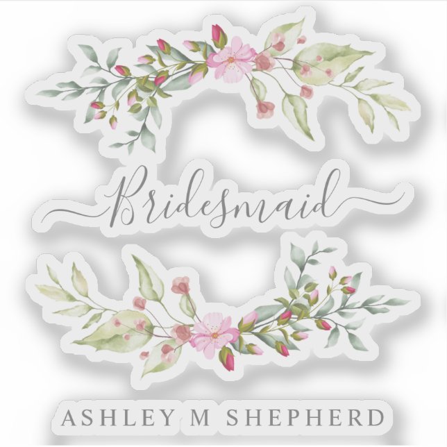 Romantic Wreath in Pink for Bridesmaids Sticker (Front)
