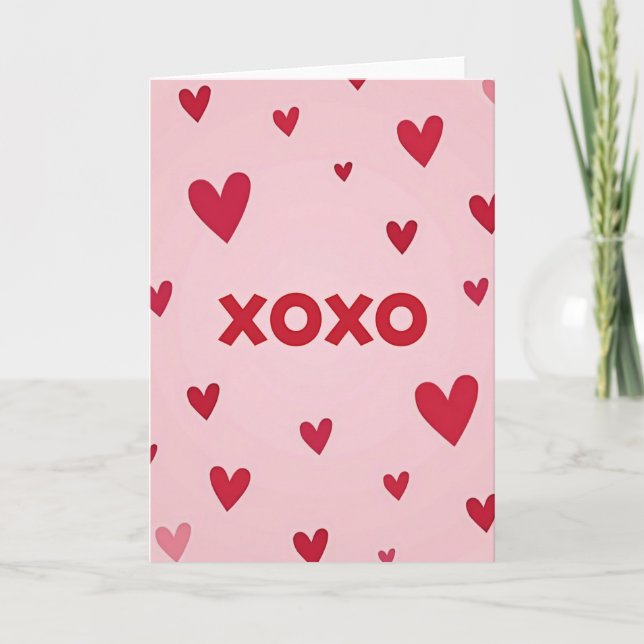 Romantic Xoxo Hearts Love Card (Front)