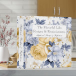 Romantic Yellow Blue & White Floral Recipe 3 Ring Binder<br><div class="desc">This eye-catching traditional and romantic floral recipe binder adds style and grace to your kitchen. Gather your favorite recipes and add you favorite family memories to make this a cherished keepsake. Delicate butter yellow, dusty blue and white flowers adorn a white background. Add a name to personalize it. Makes a...</div>