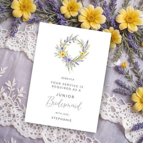 Romantic Yellow Lavender Wreath Junior Bridesmaid