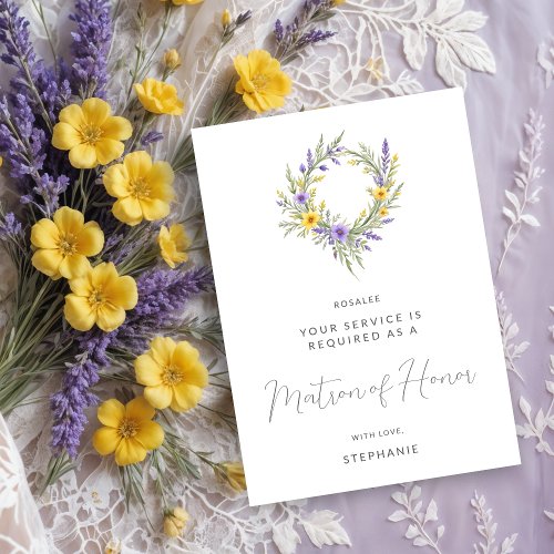 Romantic Yellow Lavender Wreath Maid of Honor