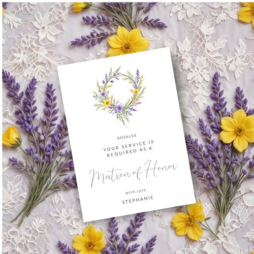 Romantic Yellow Lavender Wreath Matron of Honor