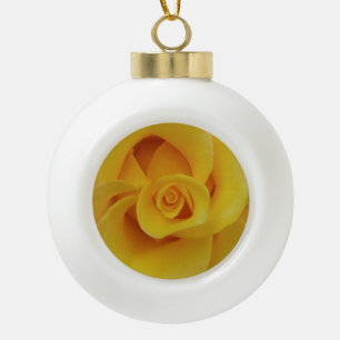 Romantic Yellow Rose Petals Ceramic Ball Christmas Ornament