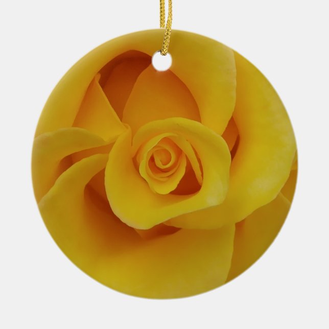 Romantic Yellow Rose Petals Ceramic Ornament (Front)