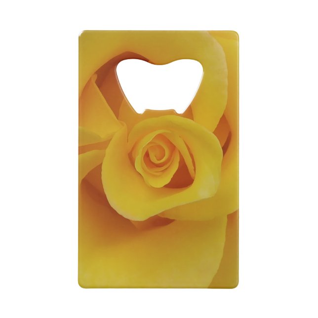 Romantic Yellow Rose Petals Credit Card Bottle Opener (Front)