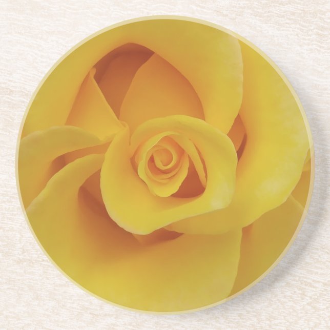 Romantic Yellow Rose Petals Drink Coaster (Front)