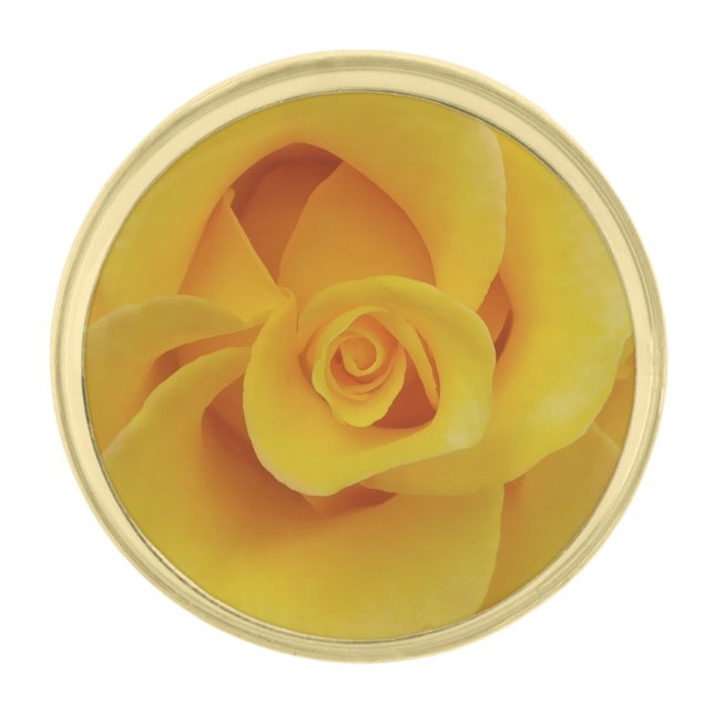 Romantic Yellow Rose Petals Gold Finish Lapel Pin (Front)