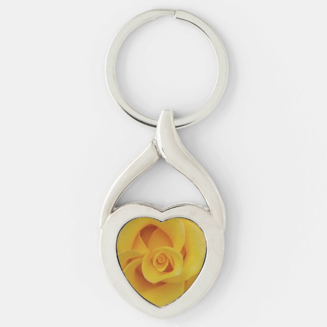 Romantic Yellow Rose Petals Keychain (Front)