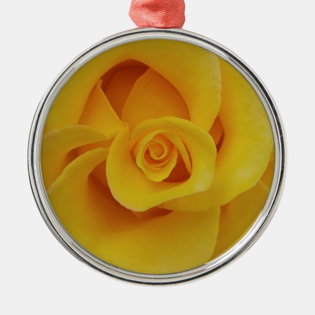 Romantic Yellow Rose Petals Metal Ornament (Front)
