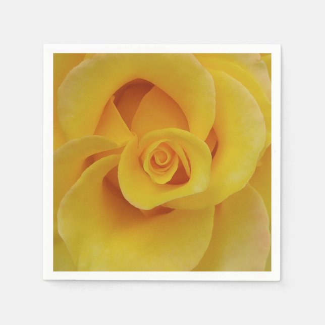 Romantic Yellow Rose Petals Paper Napkins (Front)