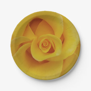Romantic Yellow Rose Petals Paper Plates