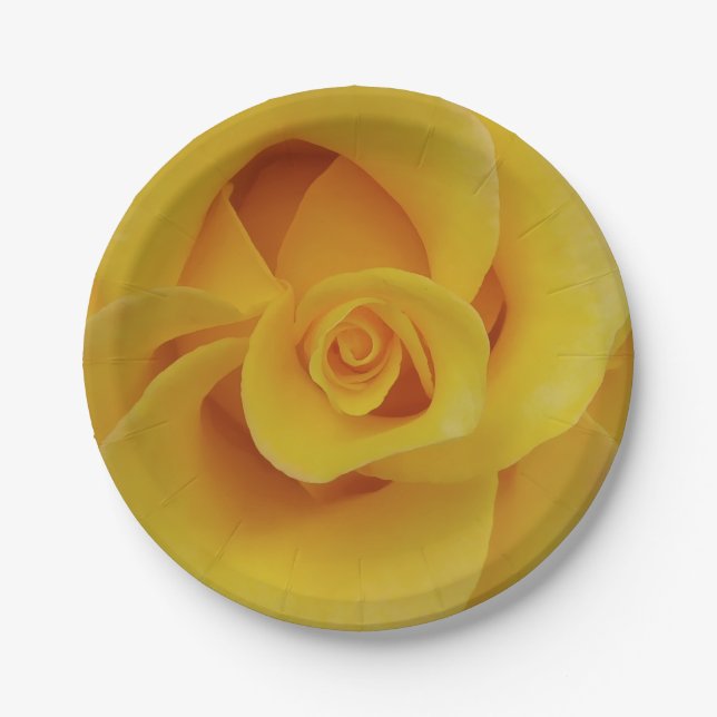 Romantic Yellow Rose Petals Paper Plates (Front)
