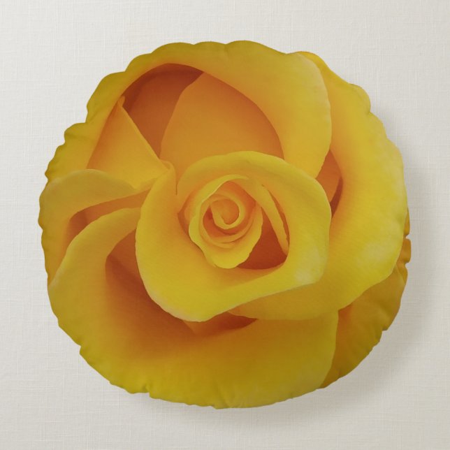 Romantic Yellow Rose Petals Round Pillow (Front)