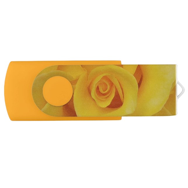 Romantic Yellow Rose Petals USB Flash Drive (Front)