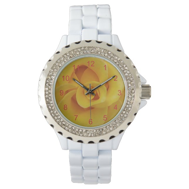 Romantic Yellow Rose Petals Watch (Front)