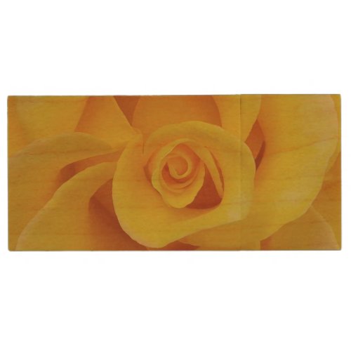 Romantic Yellow Rose Petals Wood USB Flash Drive