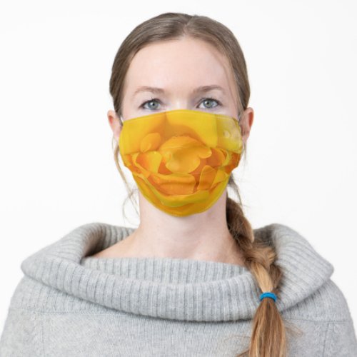 Romantic Yellow Rose Water Drops Adult Cloth Face Mask