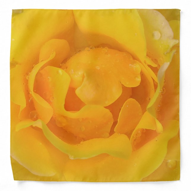 Romantic Yellow Rose Water Drops Bandana (Front)