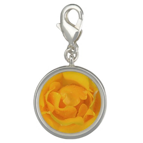 Romantic Yellow Rose Water Drops Charm