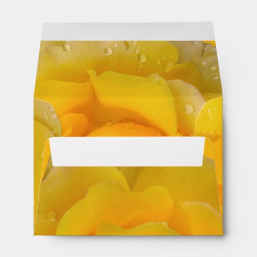 Romantic Yellow Rose Water Drops Envelope