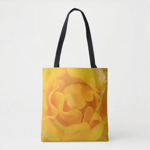 Romantic Yellow Rose Water Drops Tote Bag