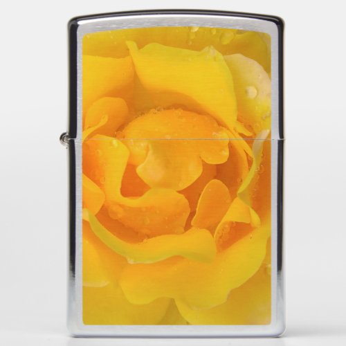 Romantic Yellow Rose Water Drops Zippo Lighter