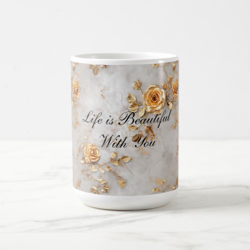 Romantic Yellow Roses Coffee Mug