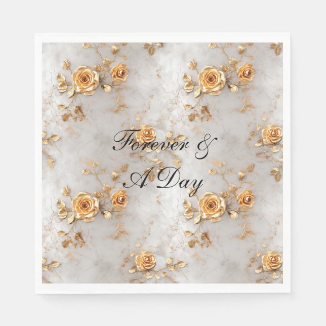 Romantic Yellow Roses Napkins (Front)