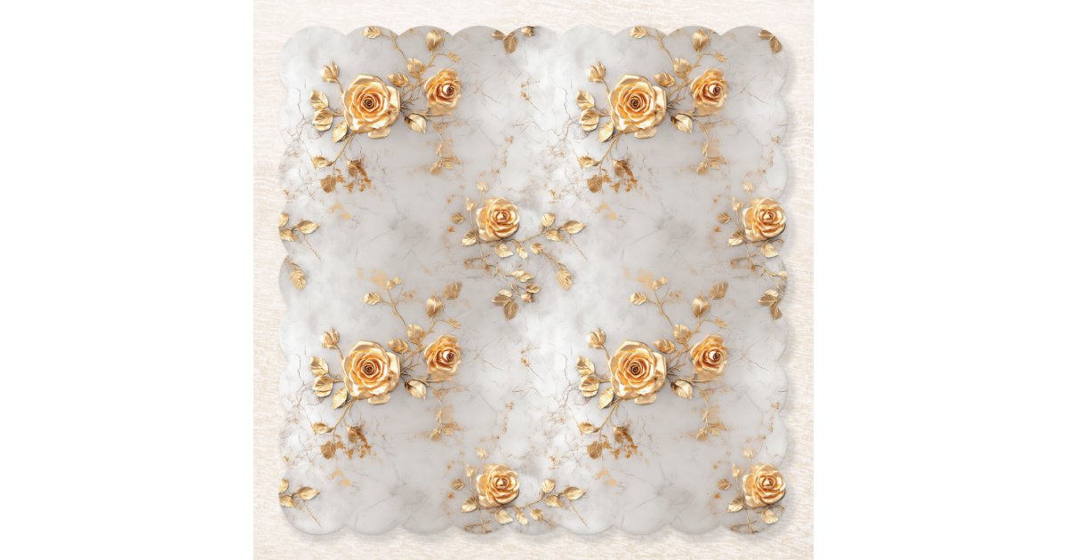 Romantic Yellow Roses Paper Coaster | Zazzle
