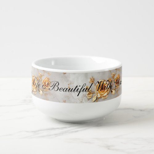 Romantic Yellow Roses Soup Mug