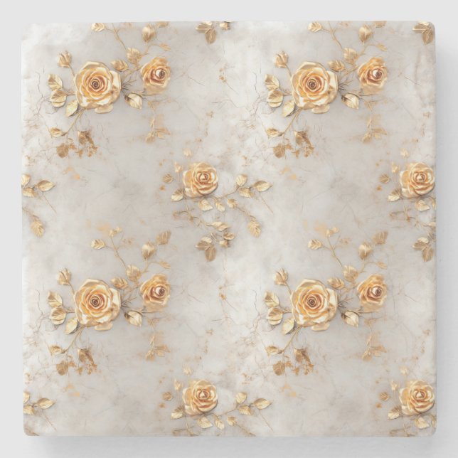 Romantic Yellow Roses Stone Coaster (Front)